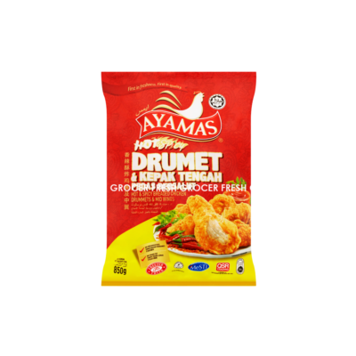 AYAMAS HOT & SPICY BREADED DRUMMET & MID WINGS 850GM