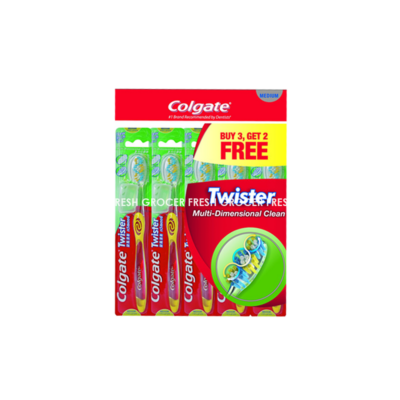 COLGATE TOOTHBRUSH TWISTER MEDIUM BUY 3 FREE 2