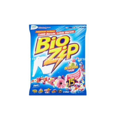 BIO ZIP DETERGENT POWDER CO-ENZYMES FLORAL 3.8KG