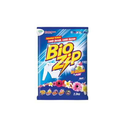 BIO ZIP DETERGENT POWDER CO-ENZYMES FLORAL 2.3KG