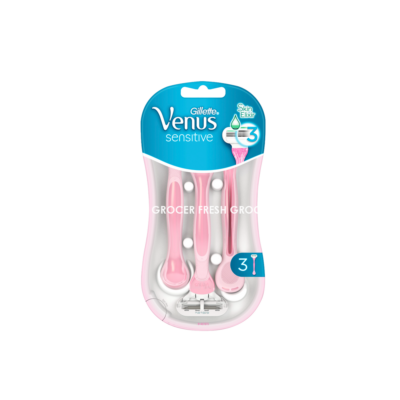 GILLETTE WOMEN  DISPOSABLES RAZOR  VENUS PINK SENSITIVE RAZ DIS 3 (1X8)