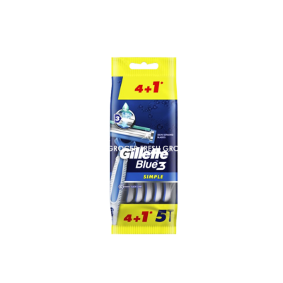 GILLETTE DISPOSABLES RAZOR 4'S BLUE 3 SIMPLE POUCH