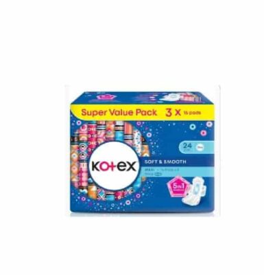 KOTEX SOFT & SMOOTH MAXI WING 24CM 3X16'S