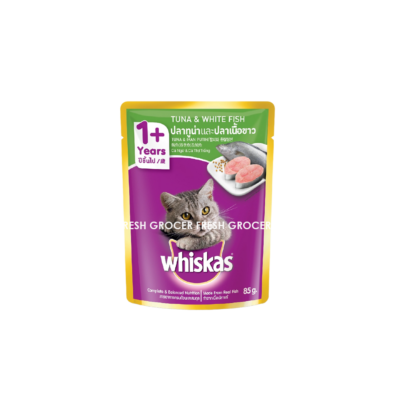 WHISKAS POUCH TUNA & WHITE FISH 80GM